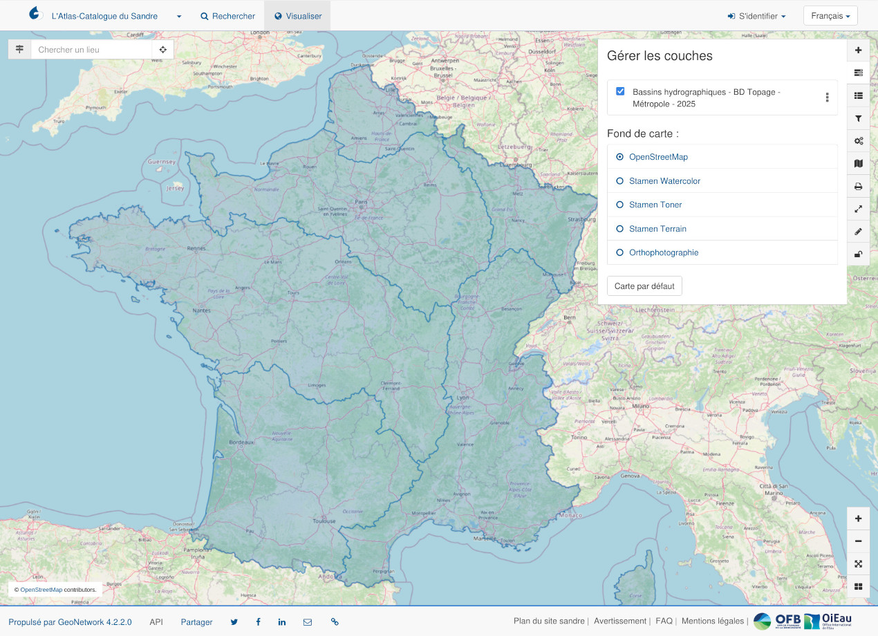Bassins hydrographiques BD Topage